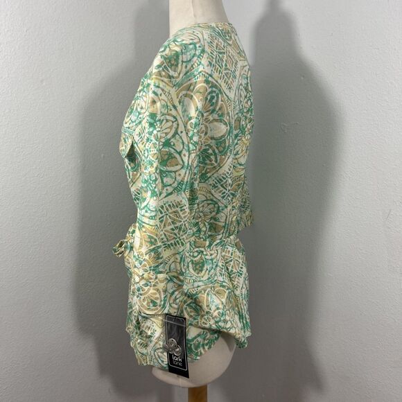 Lark Lane Blouse Womens 18 Multi Linen Blend Preppy Office Siren Career Work - Picture 3 of 9